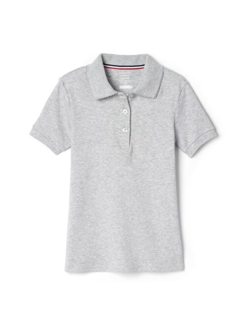 French Toast Girls' Short Sleeve Interlock Polo with Picot Collar (Standard & Plus)