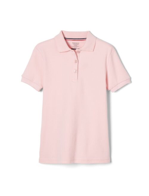 French Toast Girls' Short Sleeve Interlock Polo with Picot Collar (Standard & Plus)