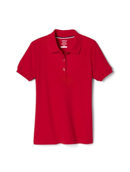 French Toast Girls' Short Sleeve Interlock Polo with Picot Collar (Standard & Plus)