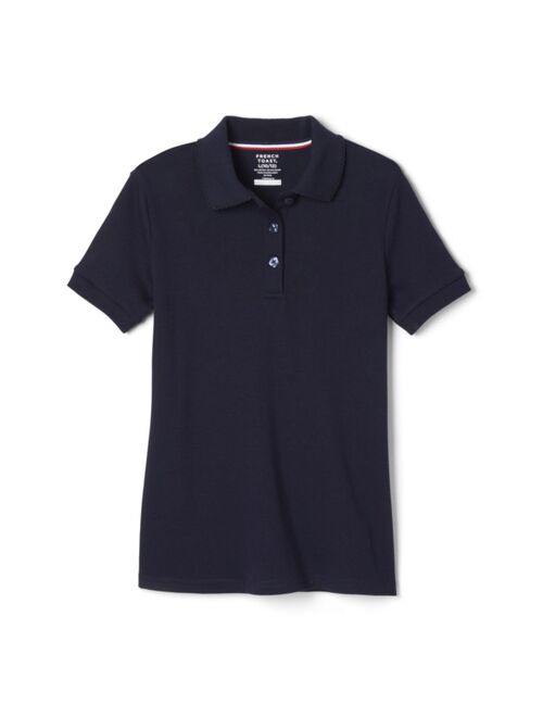 French Toast Girls' Short Sleeve Interlock Polo with Picot Collar (Standard & Plus)