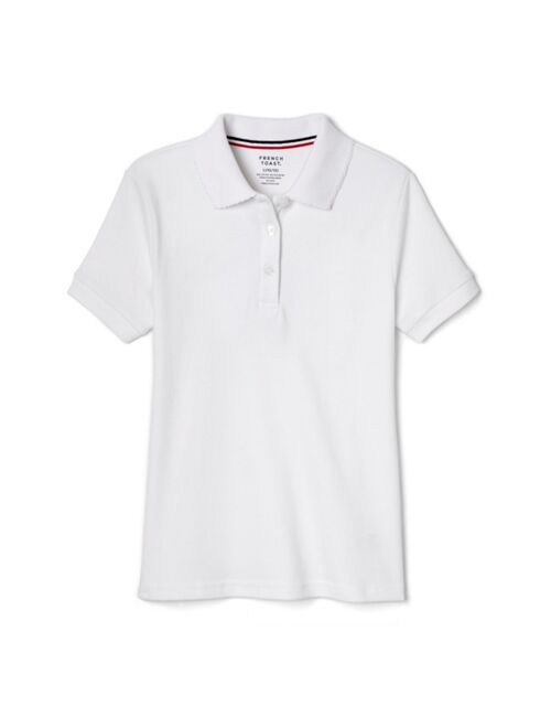 French Toast Girls' Short Sleeve Interlock Polo with Picot Collar (Standard & Plus)