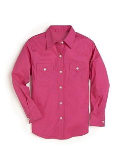 Girls Long Sleeve Two Flap Pockets Snap Front Shirt
