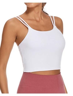 OVESPORT Sports Bras for Women Strappy Workout Tank Tops with Built in Bra Camisole Yoga Crop Tops Gym Activewear