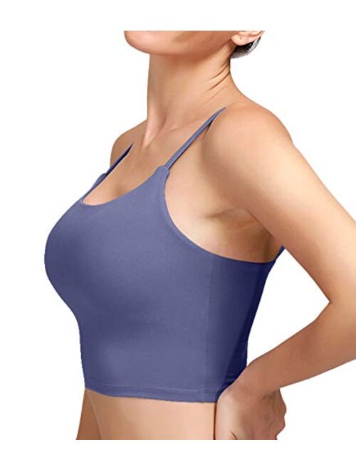 ASIMOON Women's Padded Sports Bra Seamless Fitness Workout Cami Crop Tank Tops Running Shirts Comfortable Yoga Bra for Women