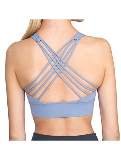 Blue Aces Strappy Sports Bra for Yoga, Running, Pilates, Fitness, HIIT Workouts & Cute Active Women