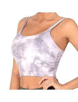 CELER Women's Padded Sports Bra Double Longline Crop Tank Top Fitness Yoga Workout Top