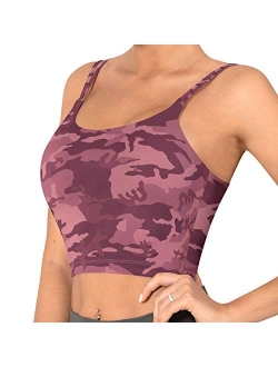 CELER Women's Padded Sports Bra Double Longline Crop Tank Top Fitness Yoga Workout Top