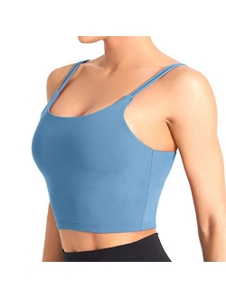 CELER Women's Padded Sports Bra Double Longline Crop Tank Top Fitness Yoga Workout Top