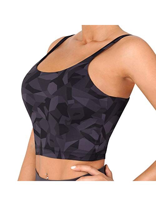 CELER Women's Padded Sports Bra Double Longline Crop Tank Top Fitness Yoga Workout Top