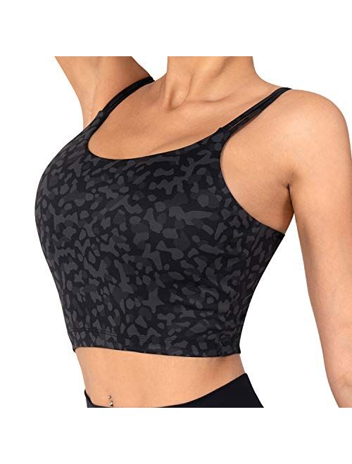 CELER Women's Padded Sports Bra Double Longline Crop Tank Top Fitness Yoga Workout Top