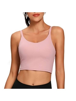 Lemedy Sports Bra Adjustable Strap Crop Padded Tank Top Workout Yoga Gym Running