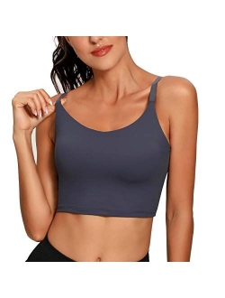 Lemedy Sports Bra Adjustable Strap Crop Padded Tank Top Workout Yoga Gym Running