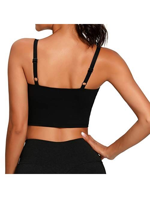 Lemedy Sports Bra Adjustable Strap Crop Padded Tank Top Workout Yoga Gym Running