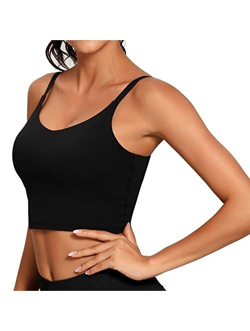 Lemedy Sports Bra Adjustable Strap Crop Padded Tank Top Workout Yoga Gym Running