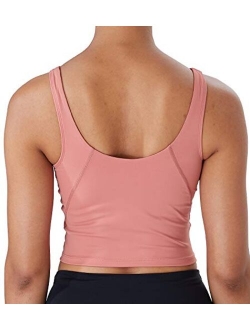 Lavento Women's Longline Sports Bra Yoga Crop Tank Top with Built in Bra