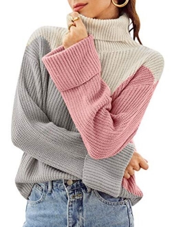 Women's Casual Long Sleeve Turtleneck Sweater Pullover Knit Jumper