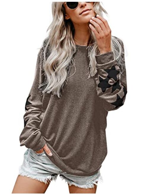 Blooming Jelly Womens Knit Pullover Sweaters Crewneck Long Sleeve Star Print Lightweight Cute Top