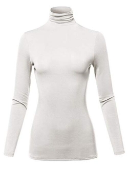 SSOULM Women's Slim Lightweight Long Sleeve Pullover Turtleneck Shirt Top with Plus Size