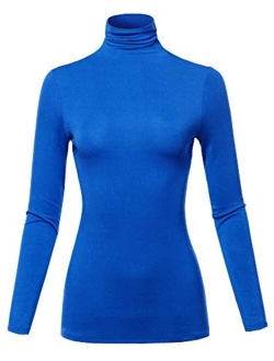 SSOULM Women's Slim Lightweight Long Sleeve Pullover Turtleneck Shirt Top with Plus Size