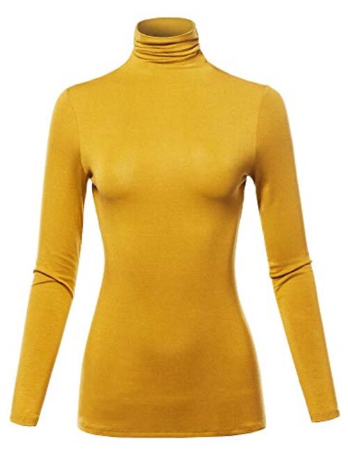 SSOULM Women's Slim Lightweight Long Sleeve Pullover Turtleneck Shirt Top with Plus Size