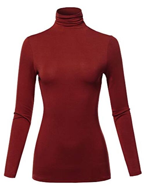 SSOULM Women's Slim Lightweight Long Sleeve Pullover Turtleneck Shirt Top with Plus Size