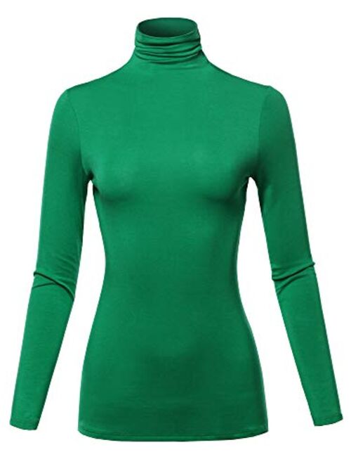 SSOULM Women's Slim Lightweight Long Sleeve Pullover Turtleneck Shirt Top with Plus Size