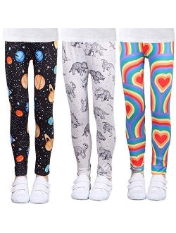 LUOUSE Printing Flower Girls Stretch Leggings Kids Ankle Length Pants Tights