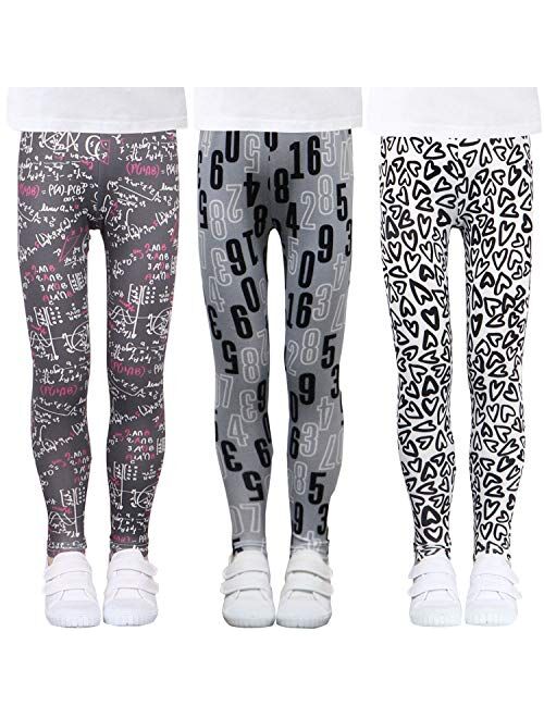 LUOUSE Printing Flower Girls Stretch Leggings Kids Ankle Length Pants Tights