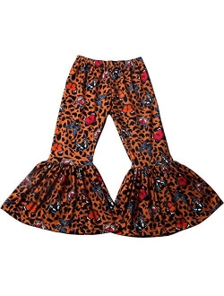 QLIyang Girls Ruffle Leggings Leopard Print Bell Bottoms Flare Pants