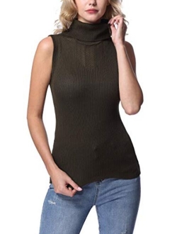 Sofishie Sleeveless Ribbed Turtle Neck Sweater Tunic