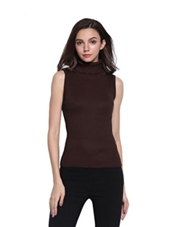 Sofishie Sleeveless Ribbed Turtle Neck Sweater Tunic