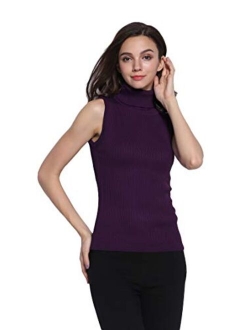 Sofishie Sleeveless Ribbed Turtle Neck Sweater Tunic