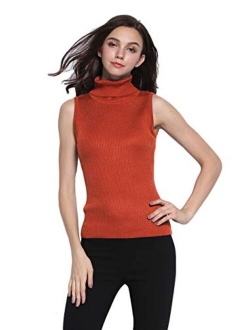 Sofishie Sleeveless Ribbed Turtle Neck Sweater Tunic