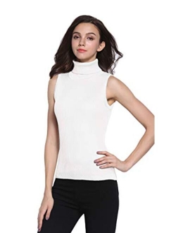 Sofishie Sleeveless Ribbed Turtle Neck Sweater Tunic