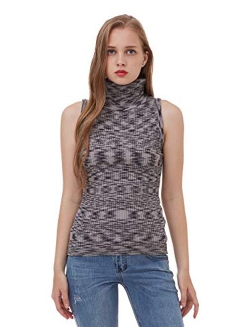 Sofishie Sleeveless Ribbed Turtle Neck Sweater Tunic