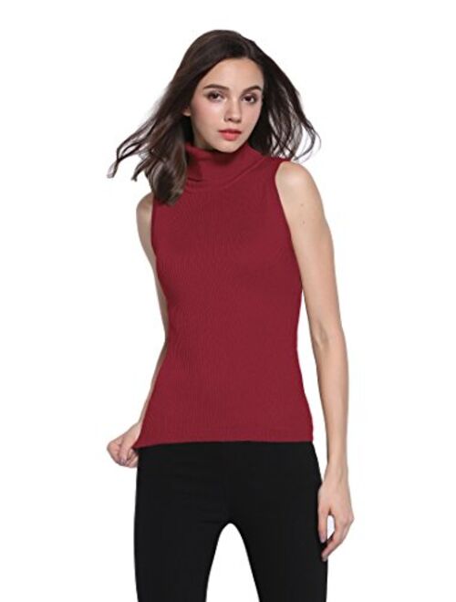 Sofishie Sleeveless Ribbed Turtle Neck Sweater Tunic