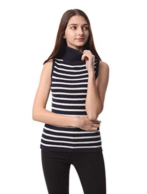 Sofishie Sleeveless Ribbed Turtle Neck Sweater Tunic