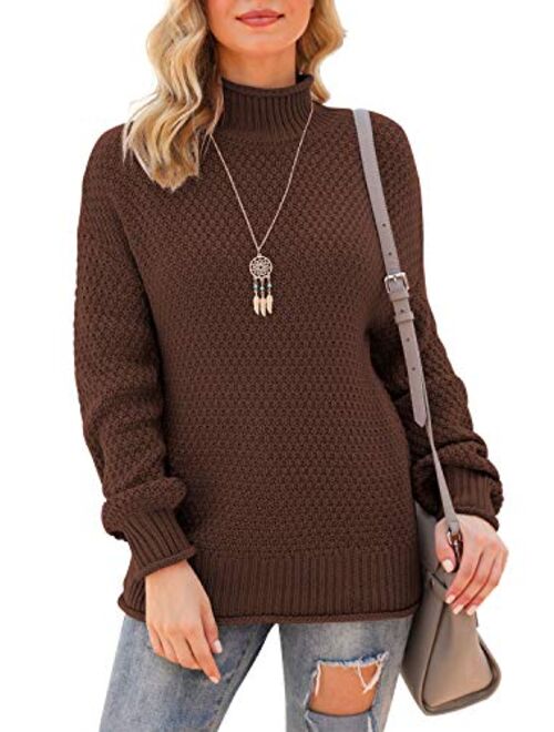 Jouica Womens Turtleneck Oversized Sweaters Batwing Long Sleeve Pullover Loose Chunky Knit Jumper