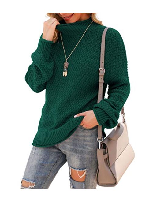 Jouica Womens Turtleneck Oversized Sweaters Batwing Long Sleeve Pullover Loose Chunky Knit Jumper