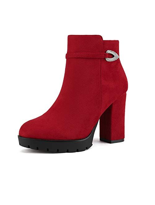 DREAM PAIRS Women's Stomp High Heel Ankle Boots