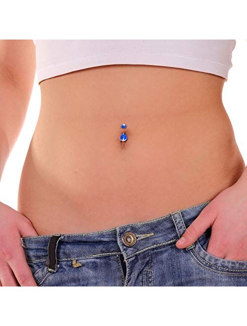 BodyJ4You 50PC Belly Button Rings Banana Barbells 14G Steel Flexible Bar Mix Color Body Jewelry