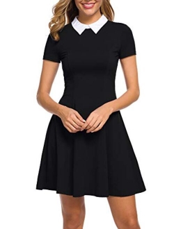 FENSACE Womens Peter Pan Collar Short Sleeve Halloween Dress