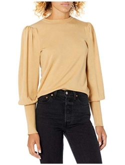 Women's Vivienne Padded Shoulder Balloon-Sleeve Crew-Neck Sweater