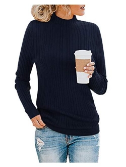 KILIG Womens Long Sleeve Soft Mockneck Pullover Sweater Fitting Basic Turtleneck Sweater Tops