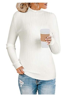 KILIG Womens Long Sleeve Soft Mockneck Pullover Sweater Fitting Basic Turtleneck Sweater Tops