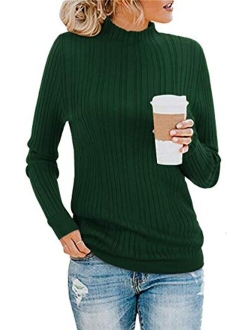 KILIG Womens Long Sleeve Soft Mockneck Pullover Sweater Fitting Basic Turtleneck Sweater Tops