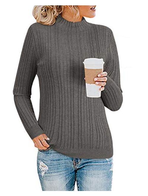 KILIG Womens Long Sleeve Soft Mockneck Pullover Sweater Fitting Basic Turtleneck Sweater Tops