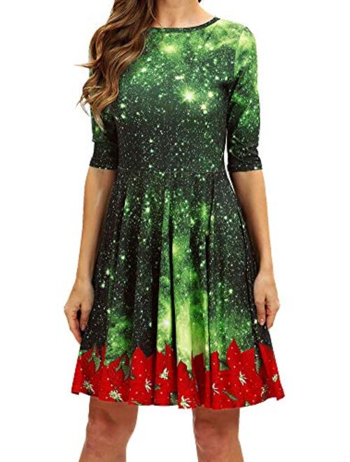 Sister Amy Women's Galaxy Printed Elastic Round Neck Sleeveless Shaping Camisole Skater