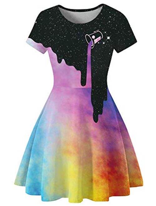 Sister Amy Women's Galaxy Printed Elastic Round Neck Sleeveless Shaping Camisole Skater