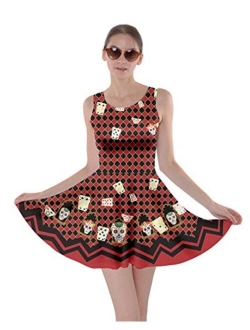 CowCow Womens Sugar Skull Flowers Floral Skeleton Mexican Day of Dead Roses Skater Dress, XS-5XL